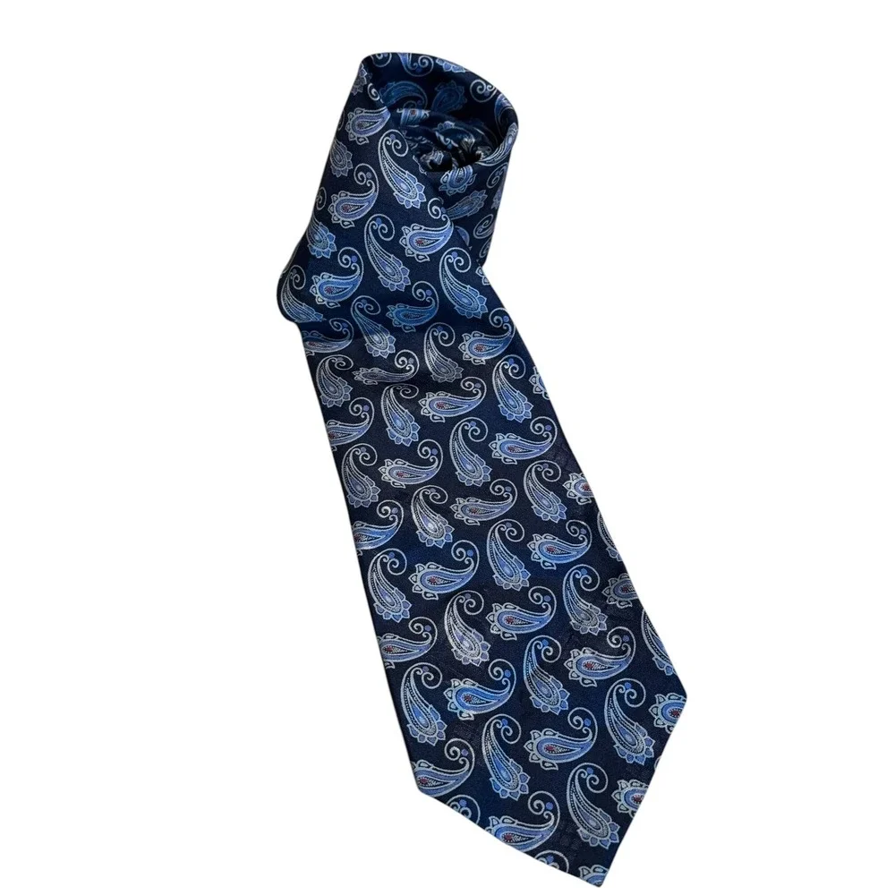 Polo Ralph Lauren Navy Blue Paisley Silk Necktie Men Business Formal Tie Classic